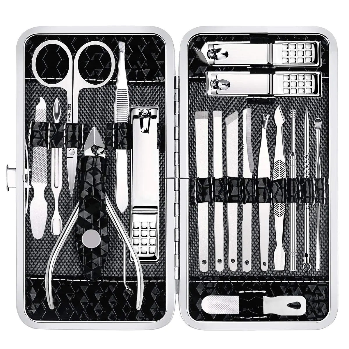 Nail Clippers Set Fingernail and Toenail Clipper Cutters Manicure Pedicure Kit 18 Pieces Stainless Steel Professional Grooming Kits Nail Care Tools with Luxurious Travel Case